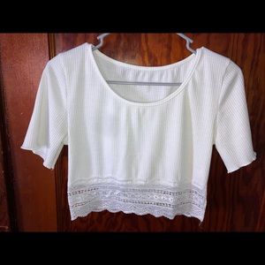 White lace crop top